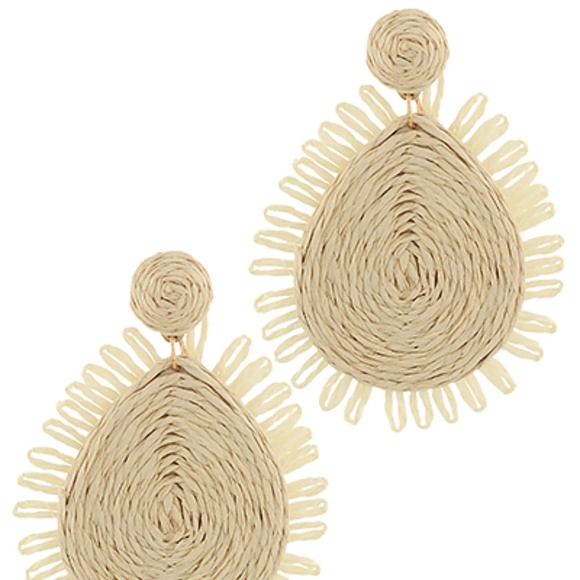 Wrapped Raffia Teardrop Earrings - Picture 3 of 4